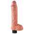 King Cock 10 biegsamer Vibrator mit Hoden und Saugfuß (25 cm) - Naturfarbe 