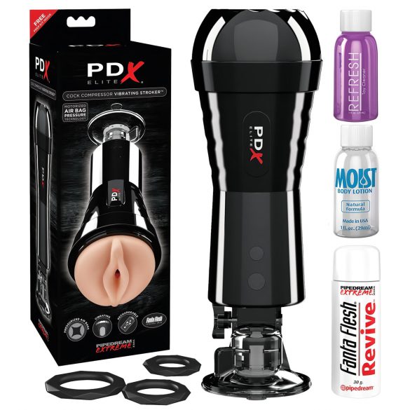 PDX Hahn Kompressor - Saugende, Vibrierende Vagina Masturbator (Schwarz) 