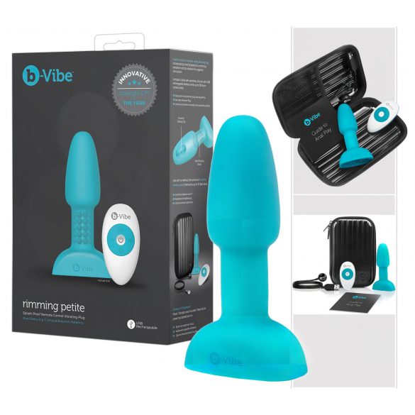 b-Vibe Rimming - rotierender Analvibrator mit Perlen (Türkis) 