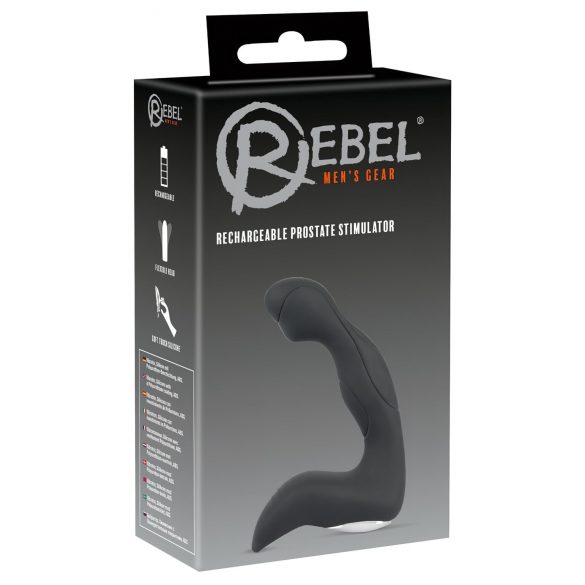 Rebel - Wiederaufladbarer, wellenförmiger Prostata-Vibrator für Einsteiger (schwarz)