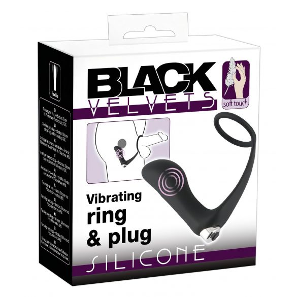 Black Velvet - Analvibrator mit Penisring (schwarz)