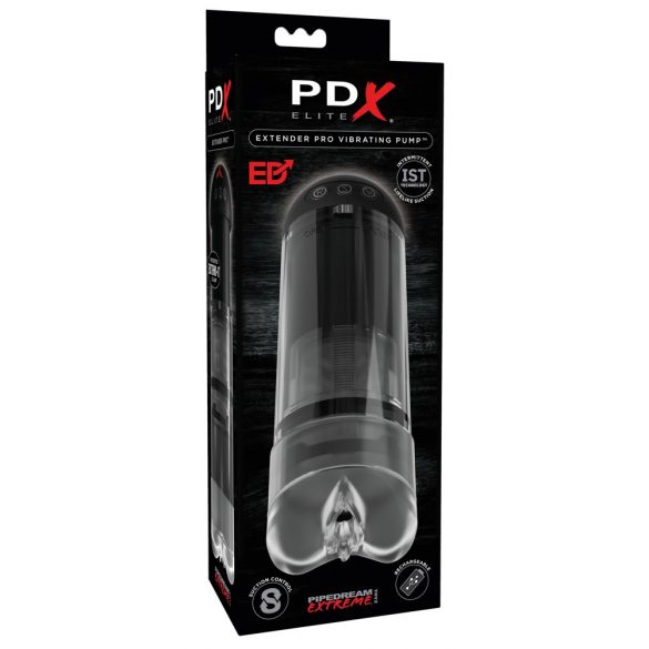 PDX Elite Extender Pro - Akkubetriebene Saug- und Vibrations-Kunstvagina (Schwarz) 