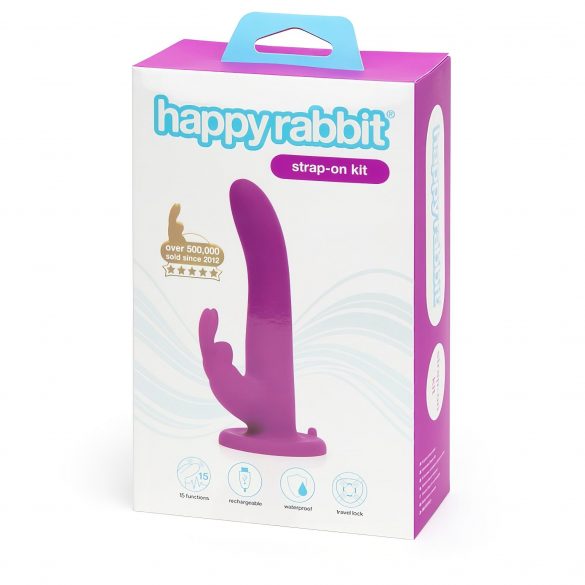 Happyrabbit Strap-On - Hase-förmiger anlegbarer Vibrator (lila) 