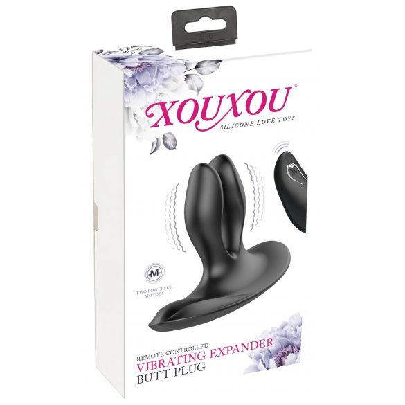 XOUXOU - Wiederaufladbarer, zweizackiger Anal-Vibrator (schwarz)