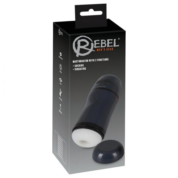 Rebel - 2-in-1 Saug- und Vibrations-Masturbator (schwarz)