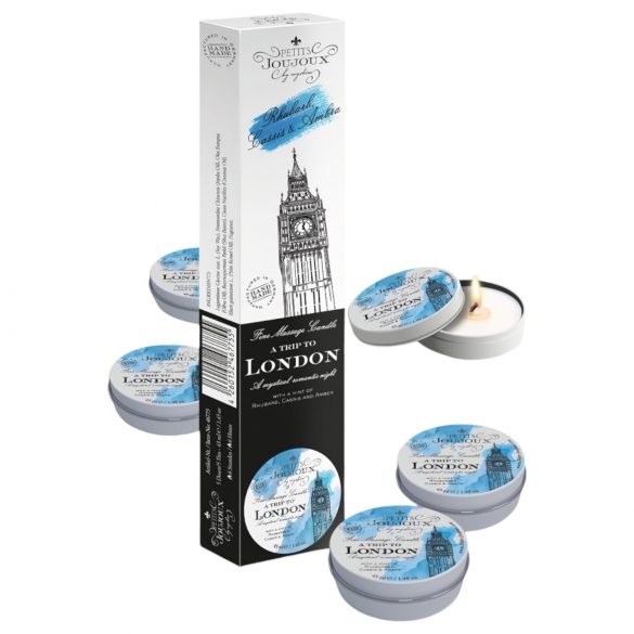 Petits Joujoux London Massagekerze - Rhabarber-Ambra (5 x 43 ml)