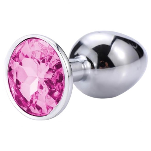 Sunfo - Metall Anal Plug mit Stein (silber-pink)