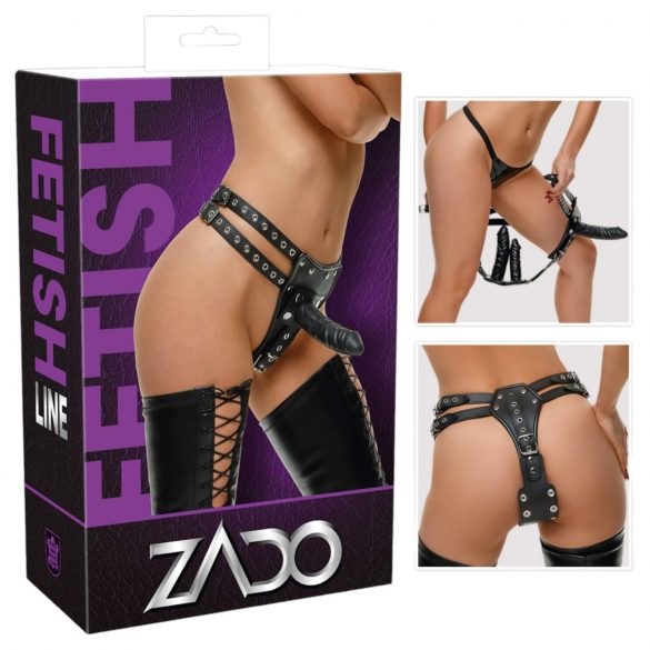 ZADO - Leder-Culotte mit 2 Innen-Dildos (schwarz)