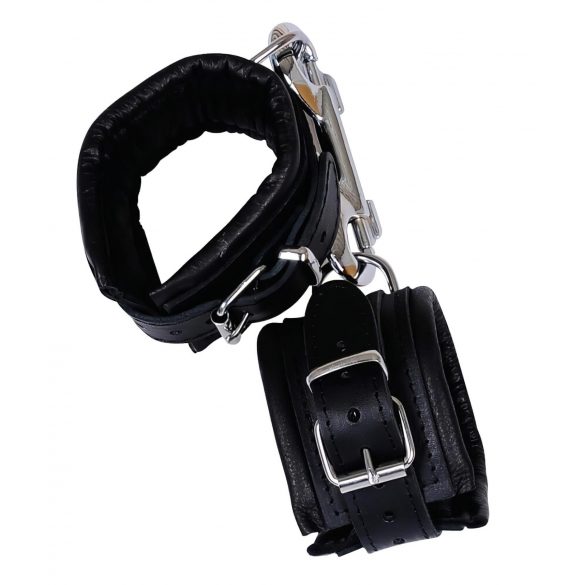 ZADO - Leder-Handfesseln mit Karabiner (Schwarz)