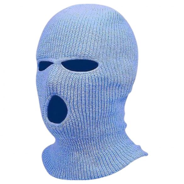 Balaklava - gestrickte Maske mit 3 Öffnungen (blau)