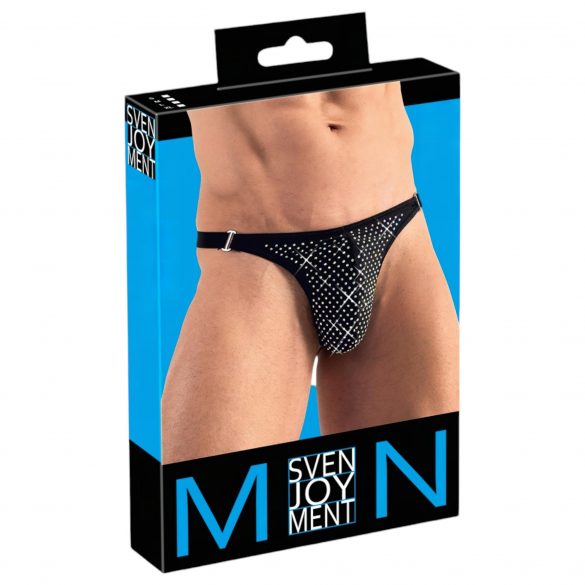 Svenjoyment - Strass-Besetzter Herren Tanga (Schwarz) 