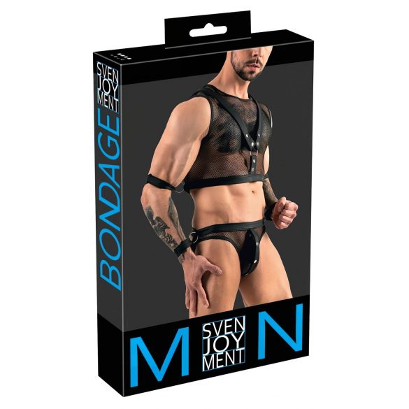 Svenjoyment Bondage - Netz Top und Jock Unterhosen Set (Schwarz)  - M