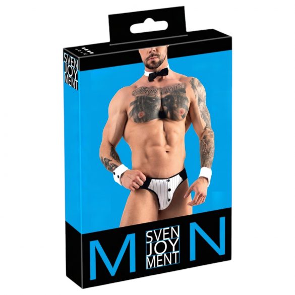 Svenjoyment - Männer Kellner Tanga Kostüm Set (Schwarz-Weiß)  - L