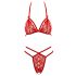 Cottelli - Offener, Spitzen-BH-Set (rot)  - XL