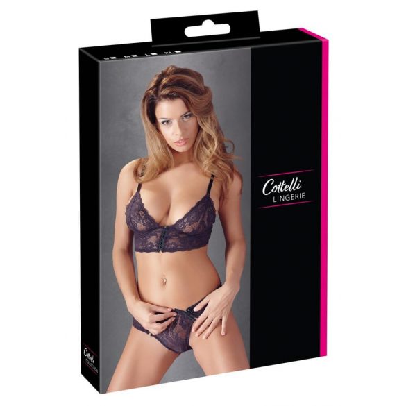 Cottelli - Blumige, Spitzen-BH-Set (lila)  - L