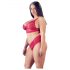 Cottelli Plus Size - weicher Spitzen-BH-Set (rot) 