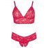 Cottelli Plus Size - weicher Spitzen-BH-Set (rot) 