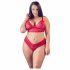 Cottelli Plus Size - weicher Spitzen-BH-Set (rot)  - 2XL