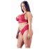 Cottelli Plus Size - weicher Spitzen-BH-Set (rot)  - 2XL