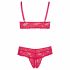 Cottelli Plus Size - weicher Spitzen-BH-Set (rot)  - 2XL