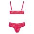 Cottelli Plus Size - weicher Spitzen-BH-Set (rot)  - 3XL