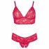 Cottelli Plus Size - weicher Spitzen-BH-Set (rot)  - 4XL