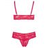 Cottelli Plus Size - weicher Spitzen-BH-Set (rot)  - 4XL