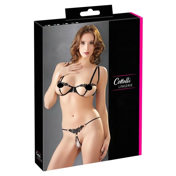 Cottelli - Glitzernde bestickte BH-Set (schwarz) 