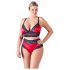 Cottelli Plus Size - Spitzen-Satin-BH-Set (schwarz-rot)