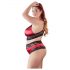 Cottelli Plus Size - Spitzen-Satin-BH-Set (schwarz-rot)