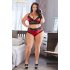 Cottelli Plus Size - Spitzen-Satin-BH-Set (schwarz-rot)