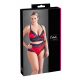 / Cottelli Plus Size - Spitze-Satin BH-Set (schwarz-rot)  - 3XL