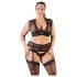 Cottelli Plus Size - Strass und Spitze Unterwäsche-Set (schwarz) 