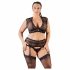 Cottelli Plus Size - Strass und Spitze Unterwäsche-Set (schwarz)  - 3XL