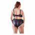 Cottelli Plus Size - Cross-Strap BH und Unterhose (schwarz)