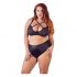 Cottelli Plus Size - Cross-Strap BH und Unterhose (schwarz)