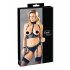 Cottelli Bondage - Glänzendes Push-up-Set mit Handschellen (Schwarz)  - M