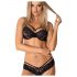 Obsessive 860-SET-1 - Riemen-Rosen-Spitzen-BH-Set (schwarz) 