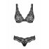 Obsessive Luvae - Blumenverzierte, Strass-BH-Set (Schwarz) 