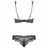 Obsessive Luvae - Blumenverzierte, Strass-BH-Set (Schwarz) 