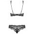 Obsessive Luvae - Blumenverzierte, Strass-BH-Set (Schwarz) 