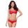 Obsessive 860-SET-3 - Rote Spitze-BH-Set mit Riemen und Rosen - L/XL