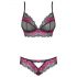 Obsessive Tulia - Verführerisches Dessous-Set (Schwarz-Pink)