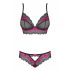 Obsessive Tulia - Spitzen-Unterwäsche-Set (Schwarz-Pink)  - L/XL