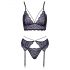 Cottelli - 3-teiliges Spitzen-Set (schwarz-violett) - L