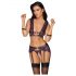 Cottelli Bondage - Dessous-Set mit Handfesseln (Schwarz-Lila) - XL