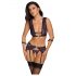 Cottelli Bondage - Dessous-Set mit Handfesseln (Schwarz-Lila) - XL