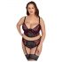 Cottelli Plus Size - BH-Set mit Strumpfhalter (schwarz-rot) 