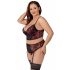 Cottelli Plus Size - BH-Set mit Strumpfhalter (schwarz-rot) 