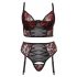 Cottelli Plus Size - BH-Set mit Strumpfhalter (schwarz-rot) 